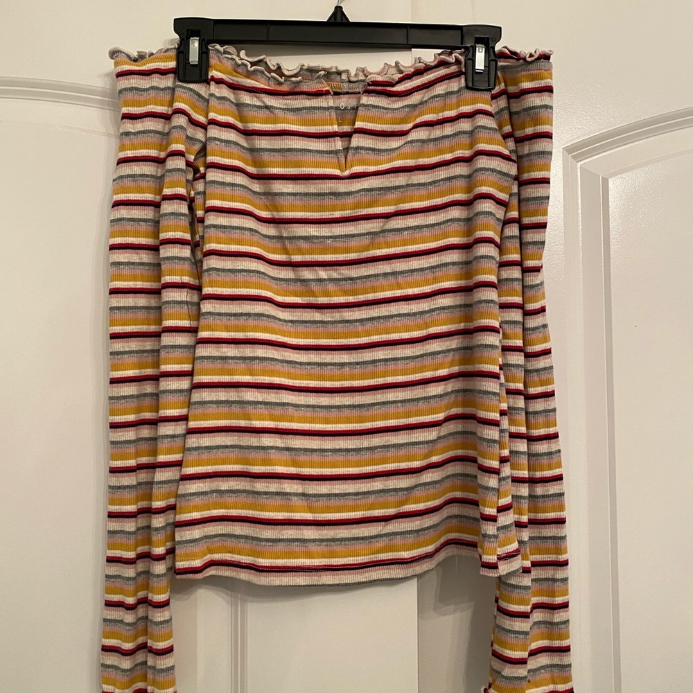 long sleeved off the shoulder top